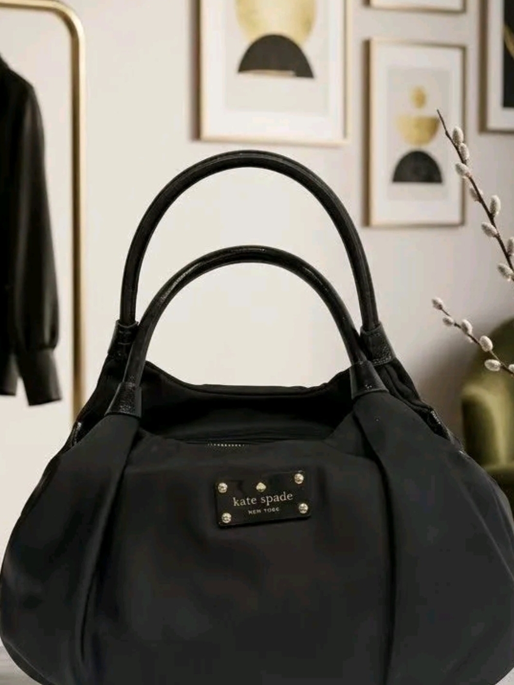 Kate Spade Black Nylon Top-Handle Satchel